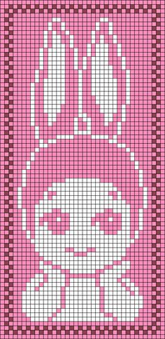 a pink and white cross stitch pattern with an image of a woman's face