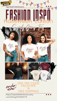 Discover fantastic Halloween group costumes for women! Whether you're looking for a spooky or funny theme, these Halloween tee shirts are perfect for creating an aesthetic and memorable ensemble. They make great gifts for moms and are a stylish addition to your fall outfits. Get ready to rock that graphic tee outfit with your friends!" #HalloweenGroupCostumes #HalloweenTeeShirts #HalloweenAesthetic #BlackGraphicTeeOutfit #GiftsForMom #FunnyHalloweenCostumesForWomen #FallOutfitsWomen Rap Concert Outfit, Halloween Tee Shirts, Fall Shirts Women, Unique T Shirt Design, Matching Halloween, Group Shirts, Fall Tee, Trick Or Treating