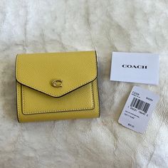 Coach Wyn Small Wallet In Retro Yellow, New With Tags, Color Is No Longer Available Coach Wyn Wallet, Compact Coach Wallet As Gift, Coach Rectangular Trifold Wallet With Coin Pocket, Coach Bifold Coin Purse With Card Slots, Coach Bifold Coin Purse Gift, Coach Wallet With Coin Pocket As Gift, Coach Wallet With Coin Pocket For Gift, Coach Bifold Wallet As Gift, Coach Compact Wallet For Daily Use