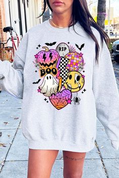 Retro Halloween Graphic Fleece Sweatshirts.Unisex Crew Neck Long Sleeve Sweaters Knits.Crafted from premium materials, tailored to your lifestyle, ensuring a comfortable fit for any occasion.Family Group Uniforms Birthday Party Gift Concert Festival Events.High Quality Direct To Film Printed Graphic Design.50%COTTON,50%POLYESTERNICARAGUAMade In: Nicaragua Pink Sweater For Fall Streetwear, Pink Sweater For Streetwear In Fall, Fall Streetwear Sweatshirt With Cartoon Print, Fall Cartoon Print Sweatshirt For Streetwear, Fall Cartoon Print Streetwear Sweatshirt, Cute Sweater For Fall Streetwear, Gray Sweater With Graphic Print For Fall, Cute Fall Streetwear Tops, Pink Graphic Print Sweater For Fall