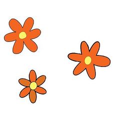 three orange flowers on a white background