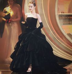 Black long A line ball gown dress fashion dress · Little Cute · Online Store Powered by Storenvy Mafia Gril, Gown With Gloves, A Line Ball Gown, Dress With Gloves, Beautiful Evening Gowns, Black Ball Gown, Ball Gown Dress, Princess Prom Dresses, Teen Dress