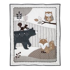 an image of a bear and other animals on a blanket