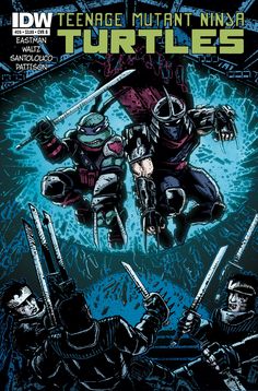 the cover to teenage mutant ninja turtles, featuring two ninjas with swords in their hands