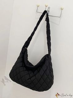 Bird in Bag - Quilted Shoulder Bag, Large Capacity Tote Bag, Solid Color Womens Tote Casual Quilted Hobo Bag For Daily Use, Casual Quilted Shoulder Bag For Daily Use, Casual Black Quilted Bag, Casual Quilted Shoulder Bag For Shopping, Casual Quilted Pouch Bag, Casual Quilted Shoulder Bag For Errands, Casual Quilted Square Bags, Casual Quilted Square Shoulder Bag, Ruched Bag