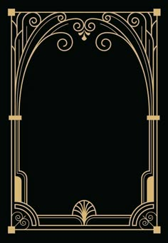 an art deco style frame in gold on black