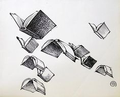 an image of books flying in the air with caption that reads, mas libros mejor futuro