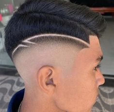 Hair Designs For Boys, Fade Mohawk, Hair Tattoo Designs, Barber Haircuts, Shaved Designs, Men's Cuts