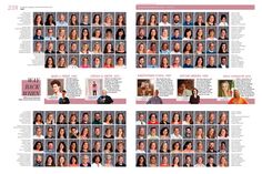 several women are shown in this page with many different pictures on the front and back