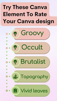 an info board with different types of text on it and the words, try these canva elements to rate your canvas design