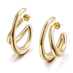 Experience style without compromise with our waterproof stainless steel hypoallergenic earrings. Meticulously crafted for durability, these earrings not only resist water but also cater to sensitive skin. Elevate your look with this chic and hypoallergenic accessory, ensuring both style and comfort in any setting. - 18K gold plated / stainless steel - Waterproof technology - Hypoallergenic - Lightweight Classic Hypoallergenic Stainless Steel Earrings, Modern Tarnish Resistant Drop Wrap Earrings, Modern Tarnish-resistant Drop Wrap Earrings, Trendy Yellow Gold Stainless Steel Earrings, Modern Stainless Steel Hoop Earrings For Pierced Ears, Classic Stainless Steel Earrings For Pierced Ears, Small Hoop Stainless Steel Earrings, Modern Hypoallergenic Drop Cartilage Earrings, Modern Stainless Steel Pierced Hoop Earrings