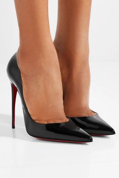 Black So Kate 120 patent-leather pumps | Christian Louboutin | NET-A-PORTER Black Glossy Heels With Pointed Toe, Black Glossy Pointed Toe Heels, Black Glossy Finish Heels With Pointed Toe, Sleek Court Shoes With Red Sole And Pointed Toe, Sleek Pointed Toe Court Shoes With Red Sole, Sleek Court Shoes With Red Sole And Fitted Design, Luxury Pointed Heels With 4-inch Heel, Sleek Heels With Red Sole And Pointed Toe, Designer Glossy Heels With Pointed Toe