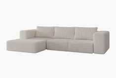 atlas_sofa_by_acanva_striped_velvet_white_3+3_variation Pit Sofa, Washable Slipcovers, Daybed Sofa, White Faux Fur, Armless Chair, Square Design, Sofa Covers, Sofas And Chairs, Modular Sofa