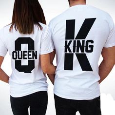 king and queen couple tees Casual White T-shirt With Name Print, Couples Cotton Tops With Letter Print, Basic White Shirt With Name Print, White Basic Shirt With Name Print, White Matching Couples T-shirt, Black Cotton Couples T-shirt, Couples White Short Sleeve T-shirt, White Short Sleeve Couples T-shirt, Black Cotton T-shirt For Couples