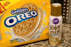 a box of oreo cookies next to it's packaging on a counter top