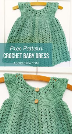 crochet baby dress Crochet Girls Dress Pattern, Crochet Baby Dress Free Pattern, Crochet Baby Projects, Crochet Baby Girl Dress, Baby Sweater Patterns