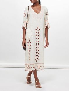 #ad Premium Quality Made to order vita kin style Vyshyvanka embroidered linen dress, Fashion Dress Elegant Broderie Anglaise Dress For Vacation, Elegant Vacation Dress With Broderie Anglaise, Elegant Spring Dresses With Geometric Embroidery, Embroidered Linen Midi Dress, Vacation Midi Dress With Broderie Anglaise, Spring Embroidered Folk Linen Dress, Bohemian Embroidered Linen Maxi Dress, Bohemian Midi Dress With Broderie Anglaise, Folk Style Tunic Dress With Intricate Embroidery