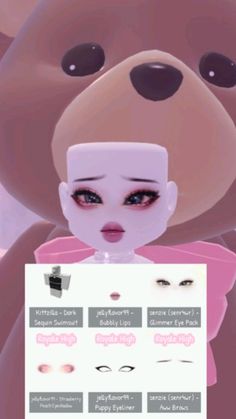 face tut for Royale high Gyaru Face Combos Royale High, Hero's Vs Villains Royal High, Royale High Custom Faces, Rh Face Ideas, Royale High Face Tutorial, Royale High Makeup, Royal High Face Combos, Rh Face Combos, Royale High Faces Ideas