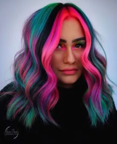 Medium Length Vivid Hair, Vivid Hair Color 2023, Vivid Color Money Piece, Vivid Fall Hair Color, Bold Hairstyles, Neon Hair Color, Exotic Hair Color, Baby Blonde Hair, Summer Hair Styles