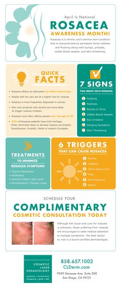 Infographic designed for @CLDerm // National #Rosacea Awareness Month! Cosmetology Instructor, Zdrava Hrana, Health Infographics, Red Face, Oral Care Routine, Skin Redness, Skin Condition, Sensitive Skin Care