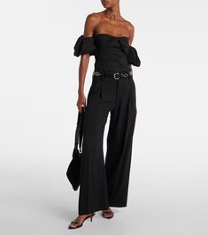 Daniela off-shoulder top in black - Isabel Marant | Mytheresa Formal Fitted Off-shoulder Top For Summer, Chic Elastane Off-shoulder Top, Chic Off-shoulder Elastane Top For Summer, Chic Summer Off-shoulder Top In Elastane, Chic Summer Off-shoulder Elastane Top, Chic Elastane Off-shoulder Top For Summer, Spring Fitted Off-shoulder Top For Workwear, Fitted Off-shoulder Top For Spring Workwear, Chic Elastane Off-shoulder Top For Spring