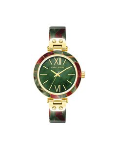 A versatile and modern timepiece that will easily take your look from day to night. Green And Burgundy, Anne Klein Watch, Resin Bracelet, Bangle Watches, Three Hands, Jewelry Clasps, Watch Sale, Polish Jewelry, Anne Klein