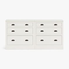 a white dresser with four drawers and two doors