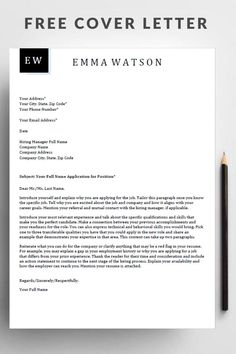 the cover letter for an email application is shown in black and white with a pencil next to it