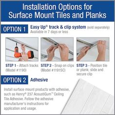 instructions on how to install the surface mount tiles and planks