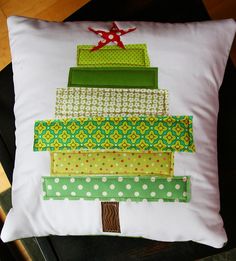 a pillow made to look like a christmas tree