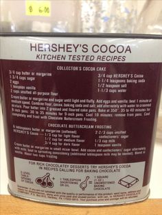 a can of hershey's cocoa sits on a table