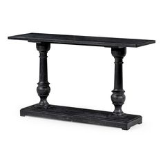 a black table with two pillars on it