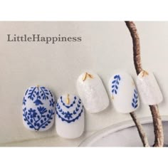 Boho Nail Art Designs, Talavera French Nails, Persian Nails, Pottery Nails, Spanish Tile Nails, Porcelain Nail Art, Mediterranean Nails, Tile Nails, Talavera Nail Art