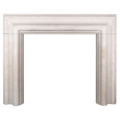 a white marble fireplace mantel with an ornate design