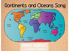 A catchy song to help your students remember the names of the continents and oceans Second Grade Social Studies, 2nd Grade Social Studies, Oceans Song, 3rd Grade Social Studies, Continents And Oceans, Teaching Geography, 13 Colonies, Homeschool Social Studies, Homeschool Geography