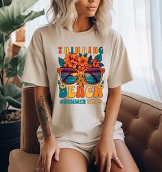 Retro Beach Vibes T-shirt, Summer Shirt, Vacation Shirt Gift Idea, Beach Vacation, Lounge Wear, Oversized Tee, Women Tshirts, Cute Tops - Etsy Tshirts Cute, Women Tshirts, Retro Beach, Sunflower Shirt, Vacation Shirts, Beach Vibes, Beach Vibe, Oversized Tee, Summer Shirts