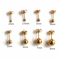 Brand New Ball Stud EarringsGold plated hypoallergenic stainless steel (= tarnish free!)You will receive:- 1 x pair of studs with butterfly backs- Ball Width: 3mm, 2mm or 1mm (choose  below)Care Instructions-------------------------------------- These earrings are plated stainless steel and can be worn every day including in the shower without risk of tarnishing! Ear Piercing Daith, Jewelry Goals, Piercing Daith, Teen Earrings, Red Earrings Stud, Stud Earrings For Men, Mixed Metal Jewelry, Daith Piercing, Conch Piercing