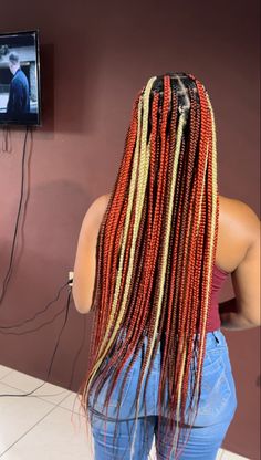 Orange And Black Braids, Burnt Orange Braids, Box Braids Colorful, 613 Knotless Braids, Color Knotless Braids, Cornrows Locs, Box Braids Color, Knotless Braids Hairstyle, Braid Beauty