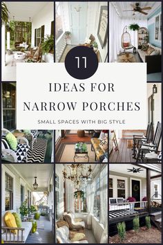 the cover of 11 ideas for narrow porches small spaces with big style, including chairs and tables