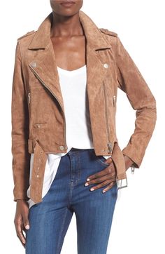 Tan Suede Moto Jacket, Blanknyc Suede Moto Jacket, First Date Outfits, Suede Moto Jacket, Blank Nyc, Grey Jeans, Date Outfits, Style Chic, Suede Jacket