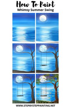 how to paint the moon and tree with easy step - by - step instructions for beginners