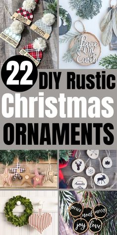 twelve diy rustic christmas ornaments with text overlay