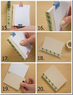 step by step instructions on how to make an origami book with paper and tape