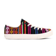 The Black Spectrum Low Top has been one of the most iconic Inkkas products since it was initially launched with our first collection in 2012. Stand out with this unique, authentic and responsibly-sourced pair of low tops. The Black Spectrum Low Top is constructed using authentic Peruvian textiles made by local artisans in Peru. Every pair is cut, sewn & stitched by hand. Durable, super soft canvas interior lining Premium removable insole with arch support Reinforced heel stitching 100% Rubber ou Peruvian Textiles, Running Tops, Us Man, Local Artisans, Cotton Lace, Top Shoes, Shoe Shop, Arch Support, Low Top