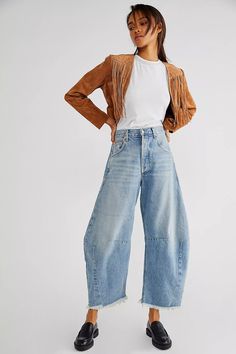 Citizens of Humanity Horseshoe Jeans | Free People Horseshoe Jeans, Jeans Free People, All Jeans, Ultra Wide, Zara Pants, Citizens Of Humanity, Boho Clothing, Raw Edge, Pocket Design