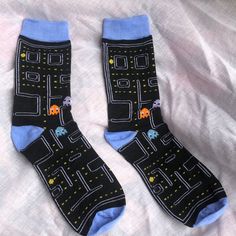 Nwot Pac-Man Novelty Fun Video Game Arcade Gamer Socks - Size 7-10 - Unisex Comfortable And Soft: Made Of High-Quality Cotton Material, These Socks Are Soft And Comfortable To Wear All Day Long. Fun And Unique Design: Featuring Arcade Characters, These Novelty Socks Are Sure To Bring A Smile To Anyone's Face. Perfect Gift: These Socks Make A Great Gift For Friends Who Love Anime Or Appreciate Fun And Unique Fashion Accessories. Versatile: These Crew Socks Can Be Worn With Any Casual Outfit, Maki Arcade Characters, Video Game Arcade, Fun Video Games, Game Arcade, Mens Novelty Socks, Fun Video, Blue Q, Dog Socks, Crazy Socks