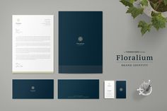 the logo and stationery design for floratum brand identity