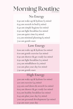 As women, our energy levels fluctuate with our menstrual cycle. Embrace these changes by adapting your routines to align with your natural rhythms for balance and well-being. #CycleSyncing #Self-improvement #WellnessJourney Morning Routine Adult Woman, High Energy Morning Routine, Morning Schedule Before Work, Low Energy Routine, Women Self Care Routine, Healthy Routines For Women, Daily Routine Schedule For Women, Morning Routine Schedule, Winter Beauty Tips