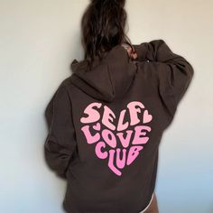 Self Love Club in Heart Retro Hoodie – Urban Palette Designs Urban Palette, Valentines Hoodie, Heart Retro, Vision Bored, Niche Ideas, Aesthetic Hoodies, Self Love Club, Retro Love, Sweatshirt Aesthetic