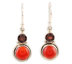 Add a little spice to your look with the brilliant shades of red in these sterling silver garnet and carnelian earrings. From Novica. Carnelian Earrings, Artisan Craft, Shades Of Red, Garnet, Cufflinks, Jewelry Earrings, Shades, Cuff, Sterling Silver